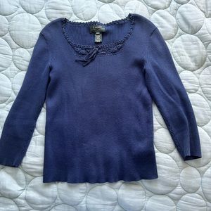 Lauren Ralph Lauren lacy detail cotton sweater